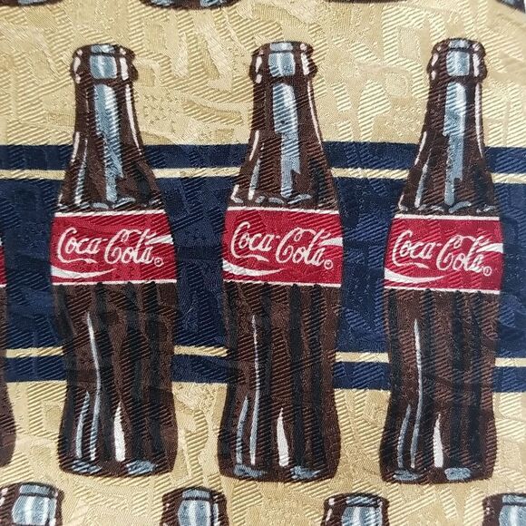 {Coca Cola} Bottled Coca Cola Print Mens Tie - Picture 4 of 7